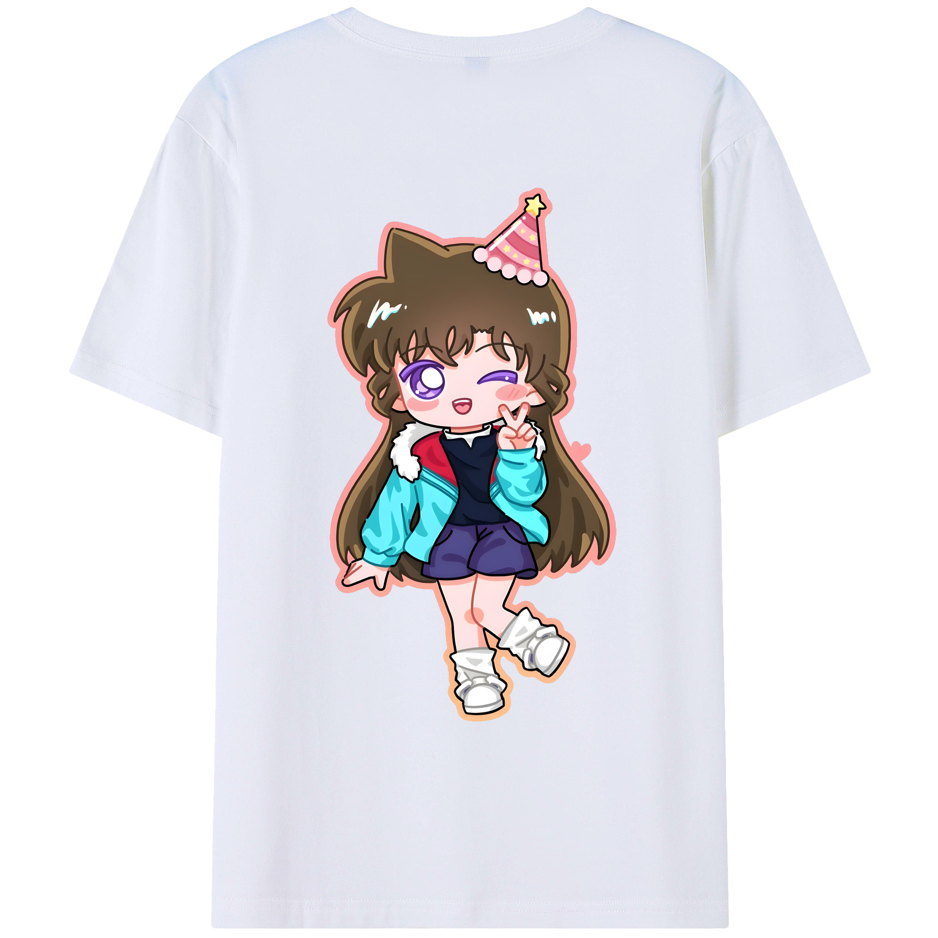 （画像用） 名探偵コナン 毛利 蘭 もうり らん、モーリ ラン Detective Conan Rachel Moore レディース半袖Tシャツ(バックプリント)