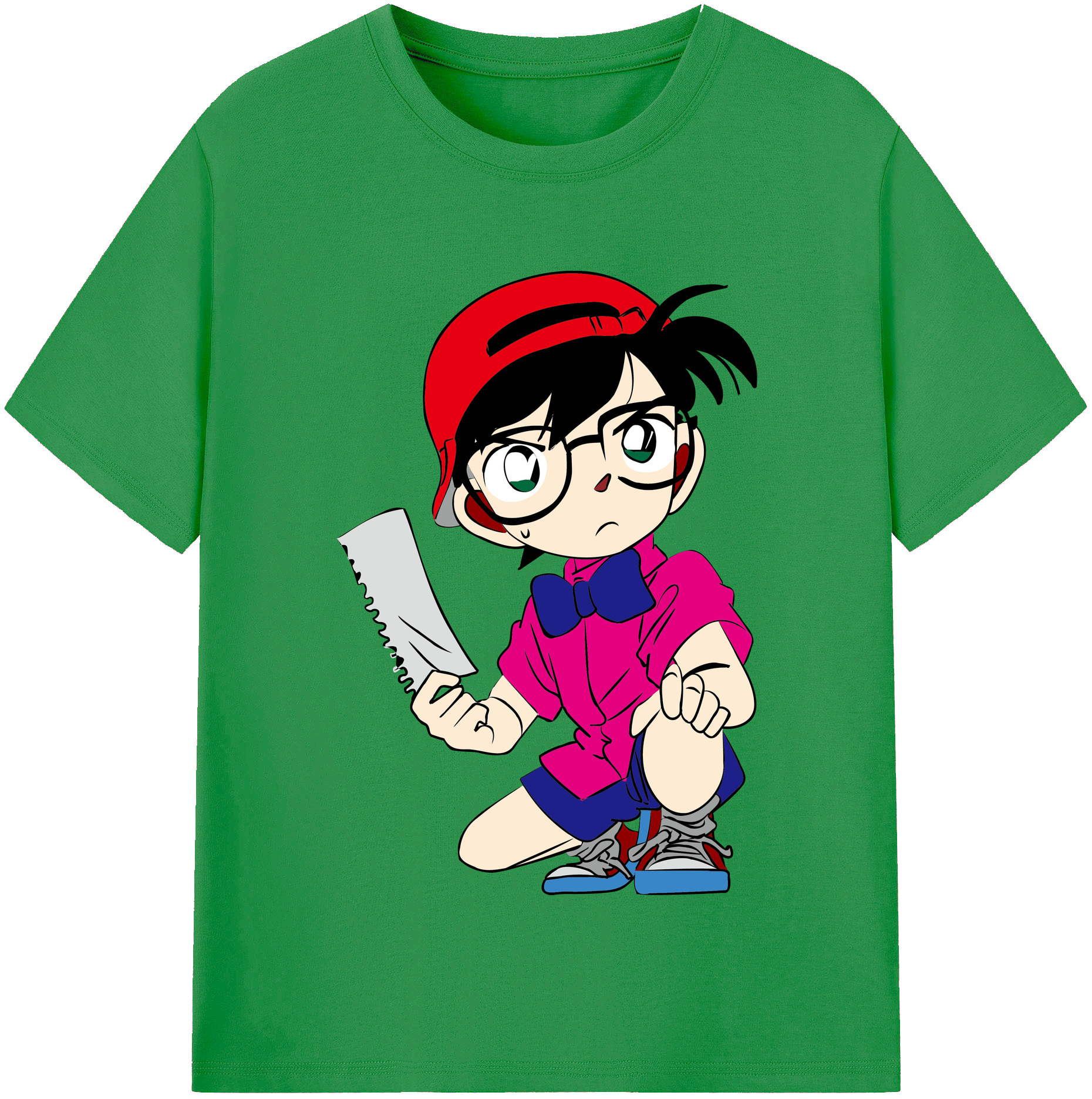 （画像用） 名探偵コナン 江戸川 コナン Detective Conan Conan Edogawa レディースカジュアルプリントTシャツ（綿100％）