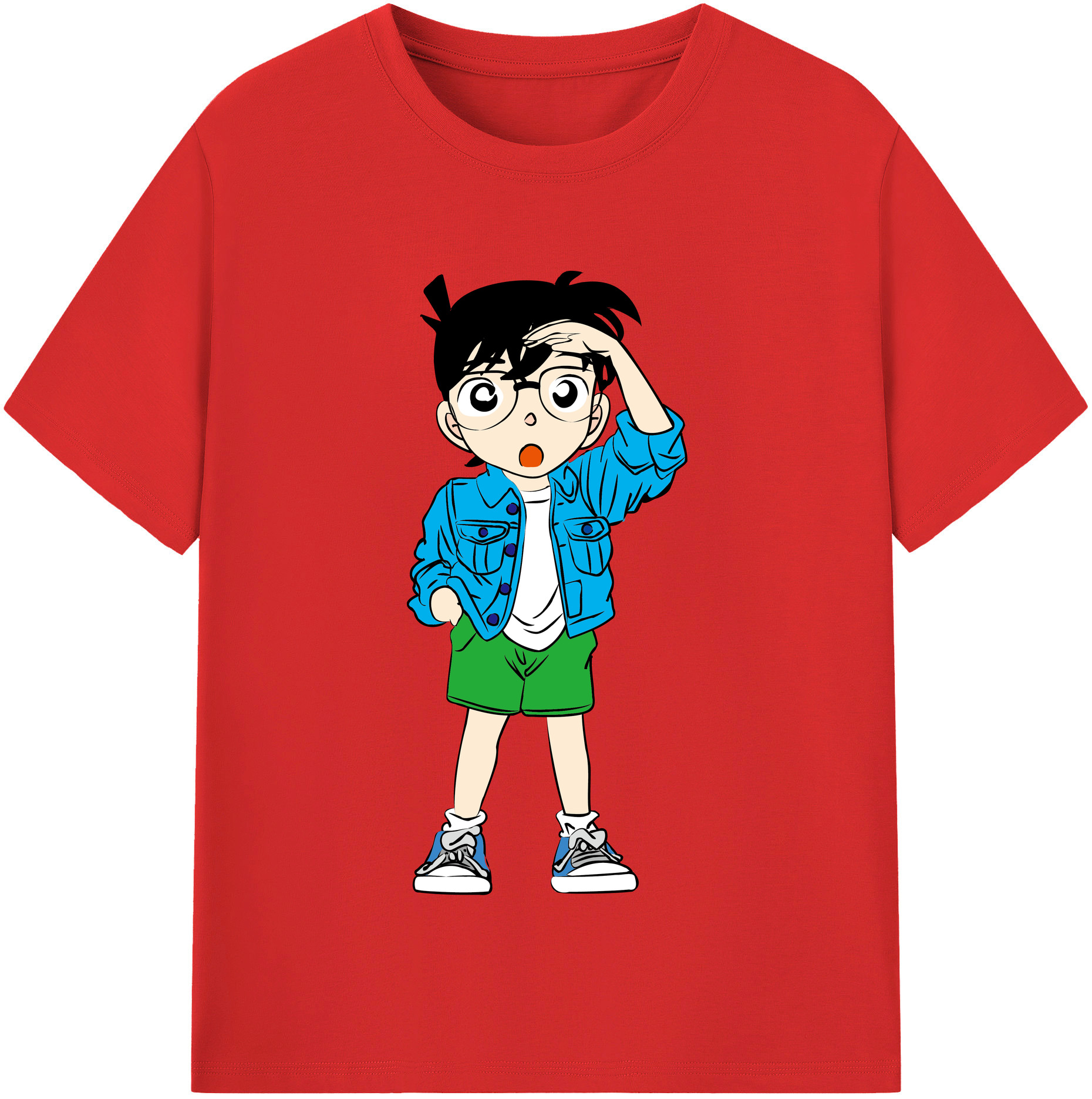 （画像用） 名探偵コナン 江戸川 コナン Detective Conan Conan Edogawa レディースカジュアルプリントTシャツ（綿100％）