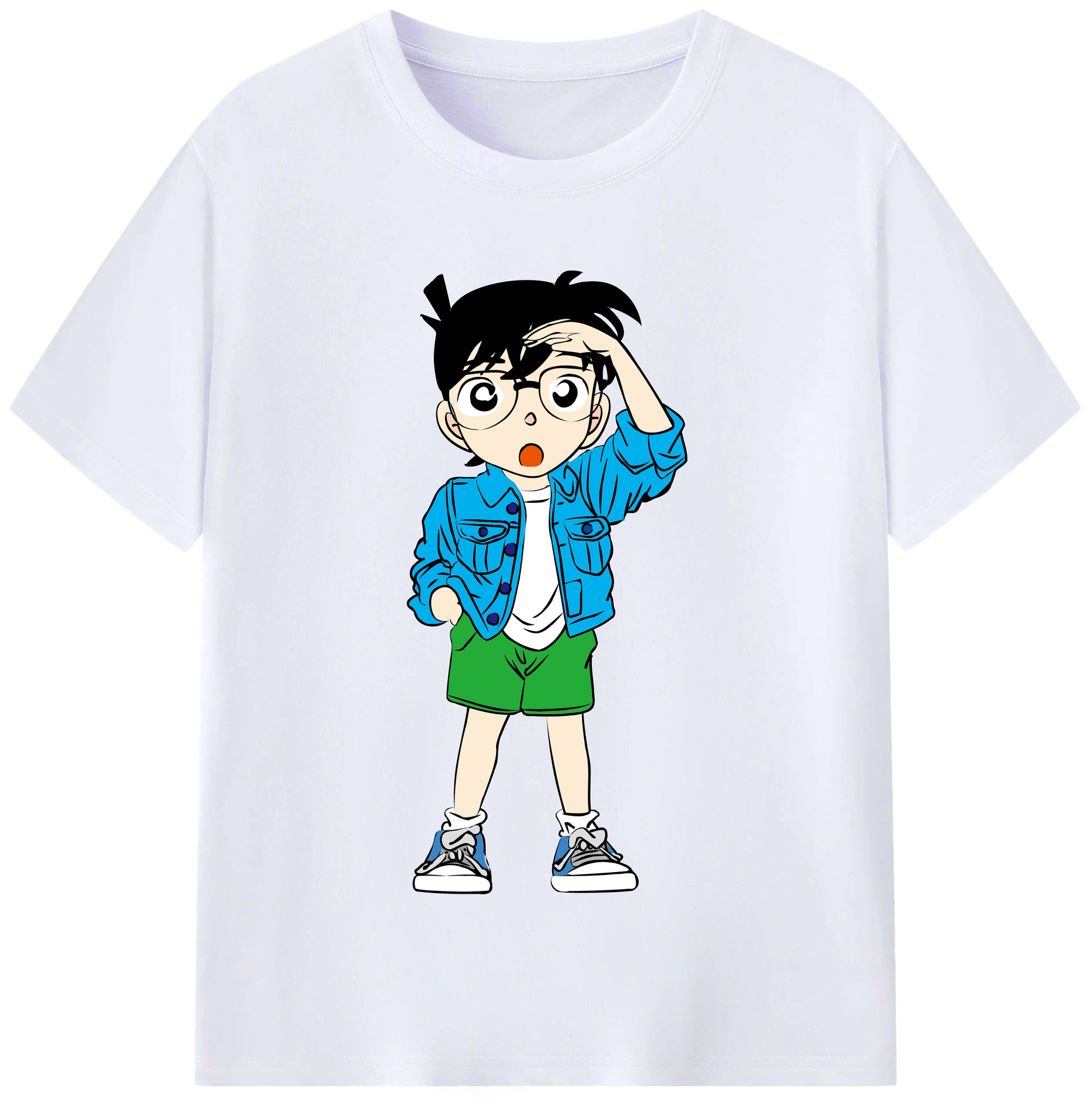 （画像用） 名探偵コナン 江戸川 コナン Detective Conan Conan Edogawa レディースカジュアルプリントTシャツ（綿100％）