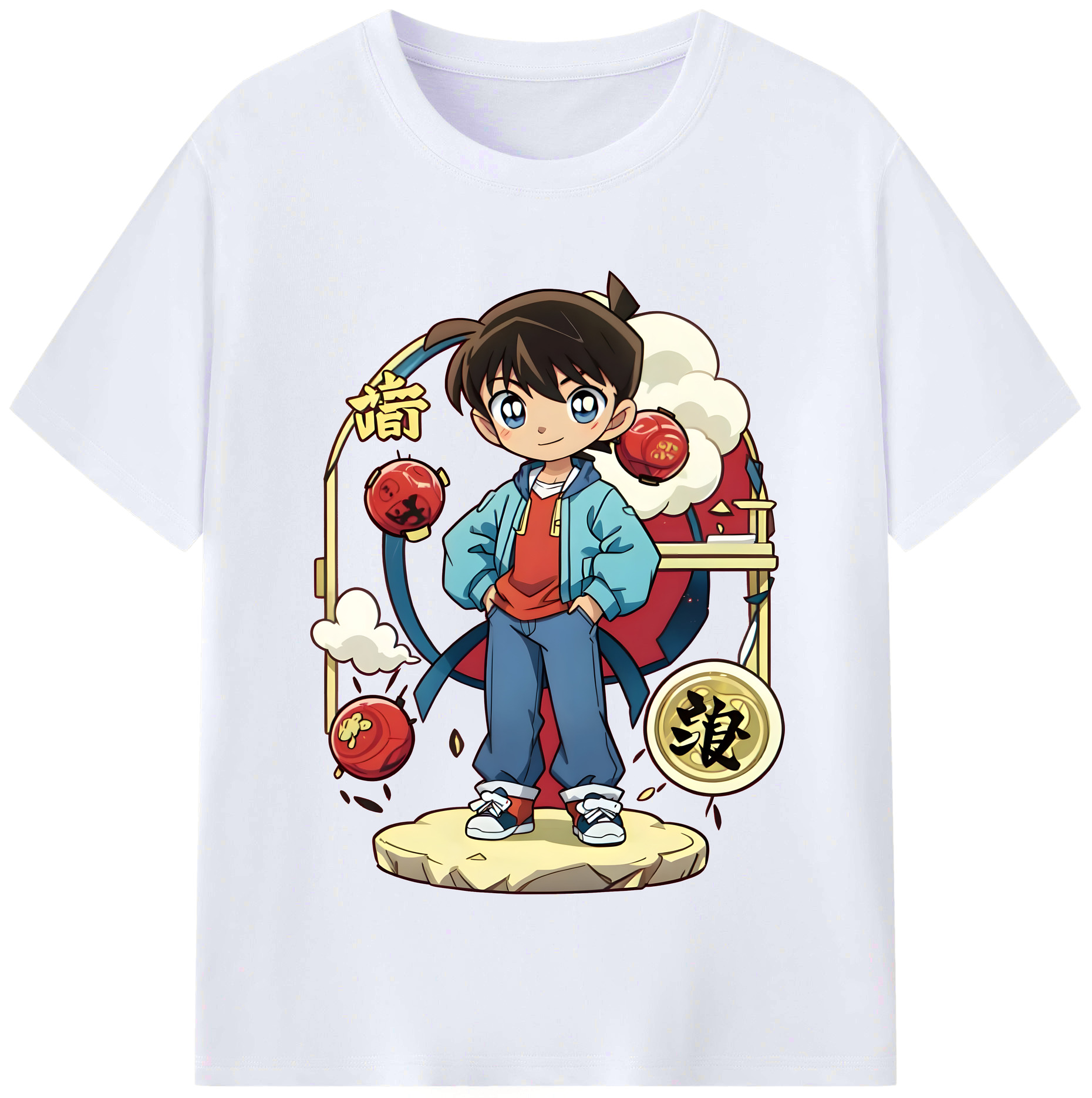 （画像用） 名探偵コナン 江戸川 コナン Detective Conan Conan Edogawa レディースカジュアルプリントTシャツ（綿100％）