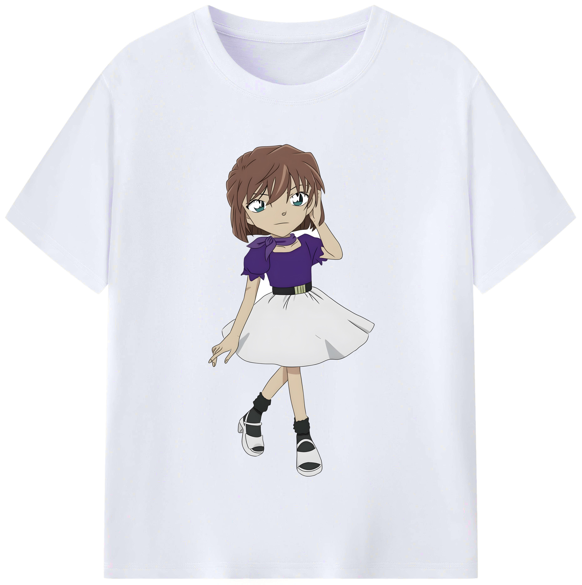 （画像用） 名探偵コナン 灰原 哀 はいばら あい Detective Conan Anita Hailey、Vi Graythorn Haibara Ai レディースカジュアルプリントTシャツ（綿100％）