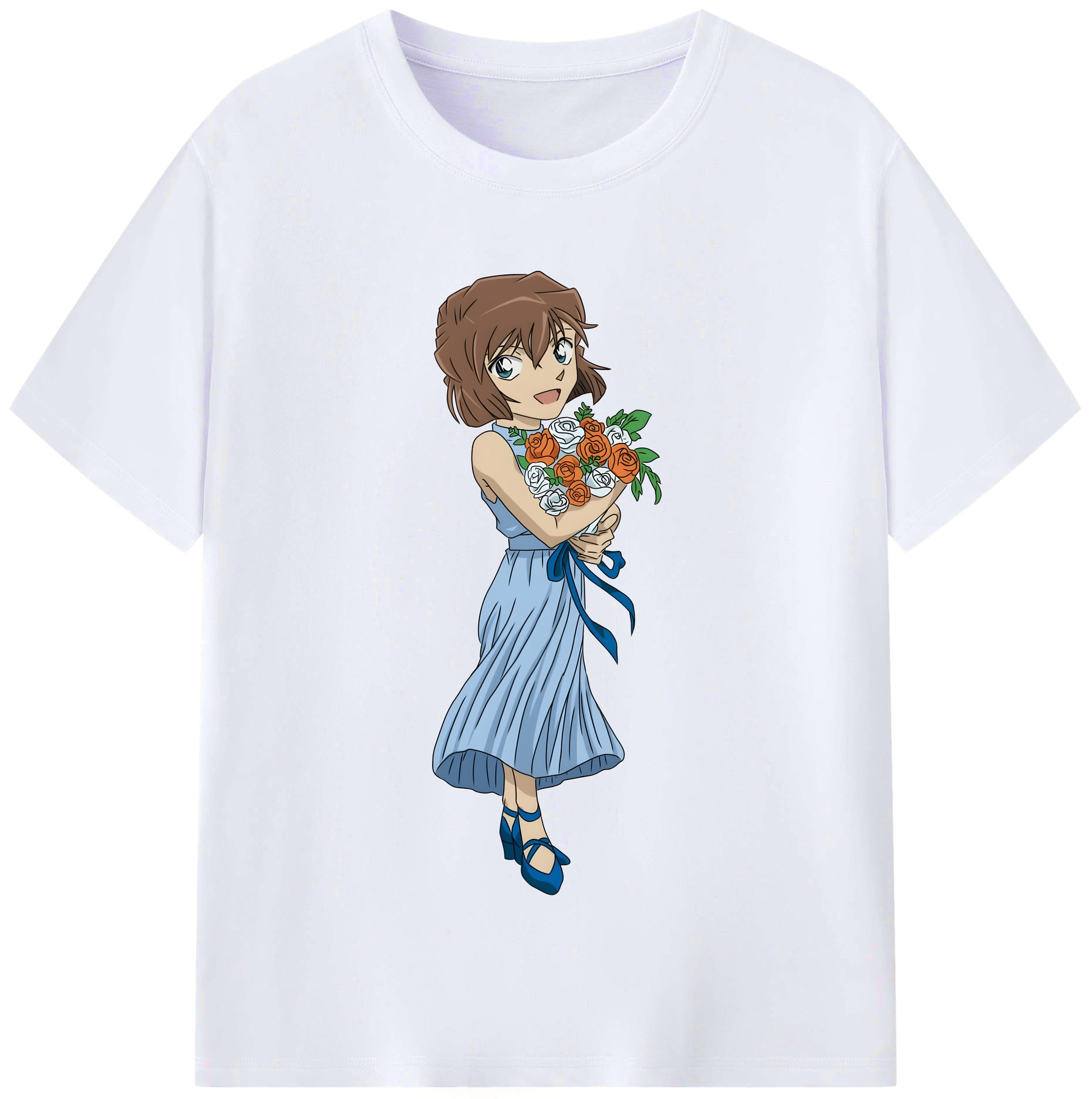 （画像用） 名探偵コナン 灰原 哀 はいばら あい Detective Conan Anita Hailey、Vi Graythorn Haibara Ai レディースカジュアルプリントTシャツ（綿100％）
