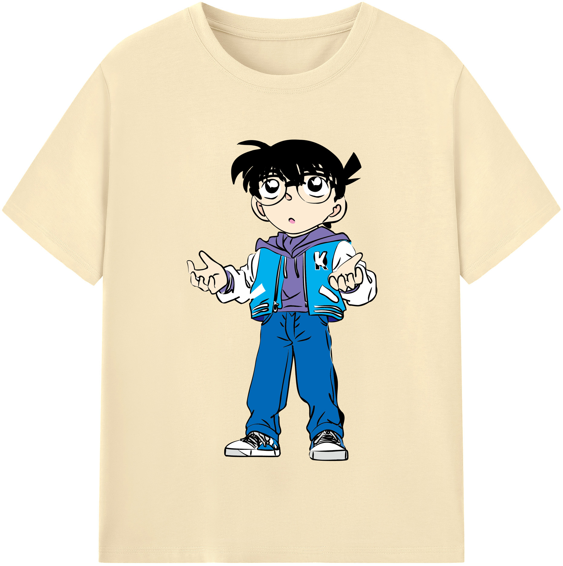 （画像用） 名探偵コナン 江戸川 コナン Detective Conan Conan Edogawa 綿100％半袖Tシャツ（フロントプリント）
