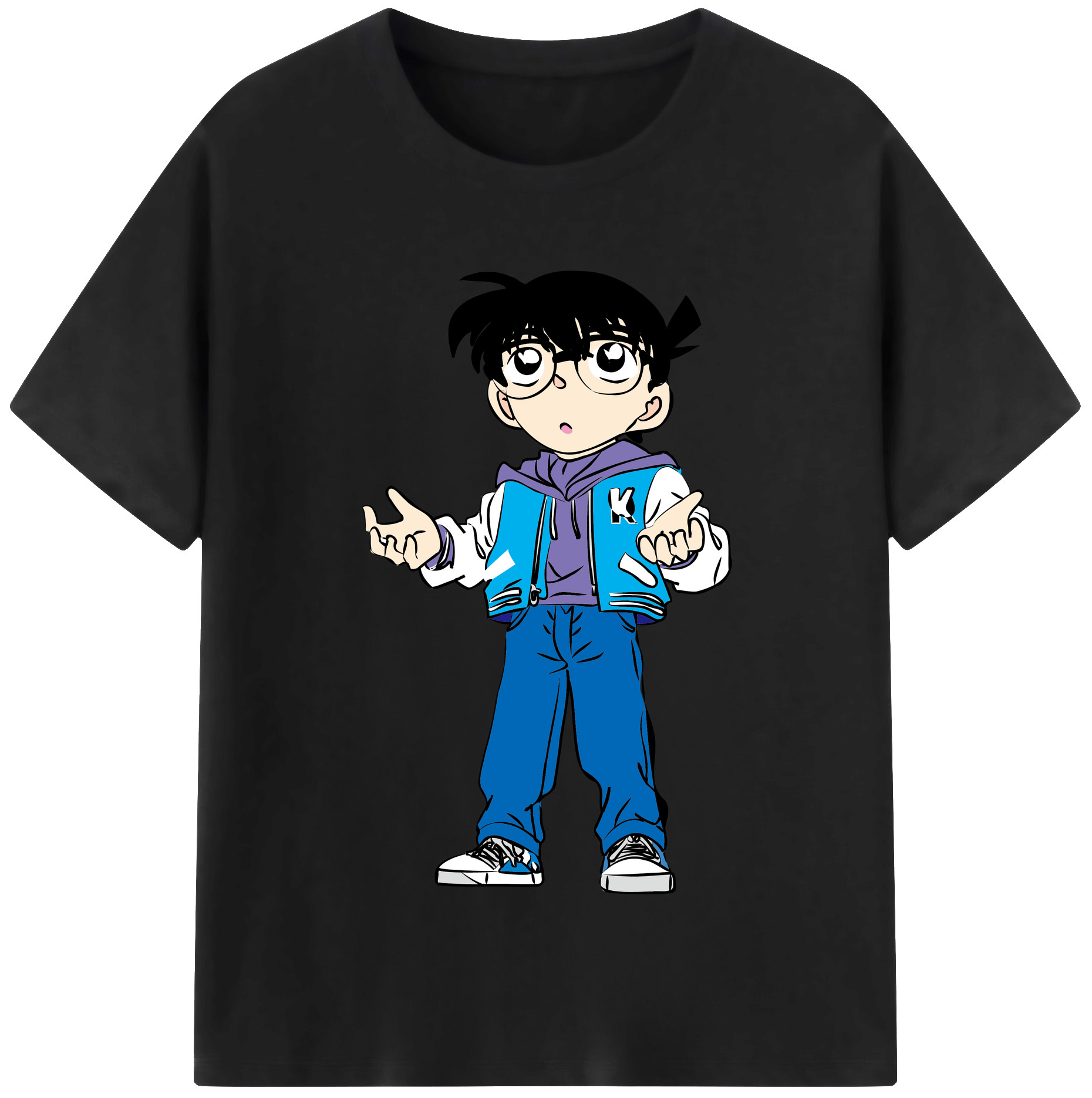 （画像用） 名探偵コナン 江戸川 コナン Detective Conan Conan Edogawa 綿100％半袖Tシャツ（フロントプリント）
