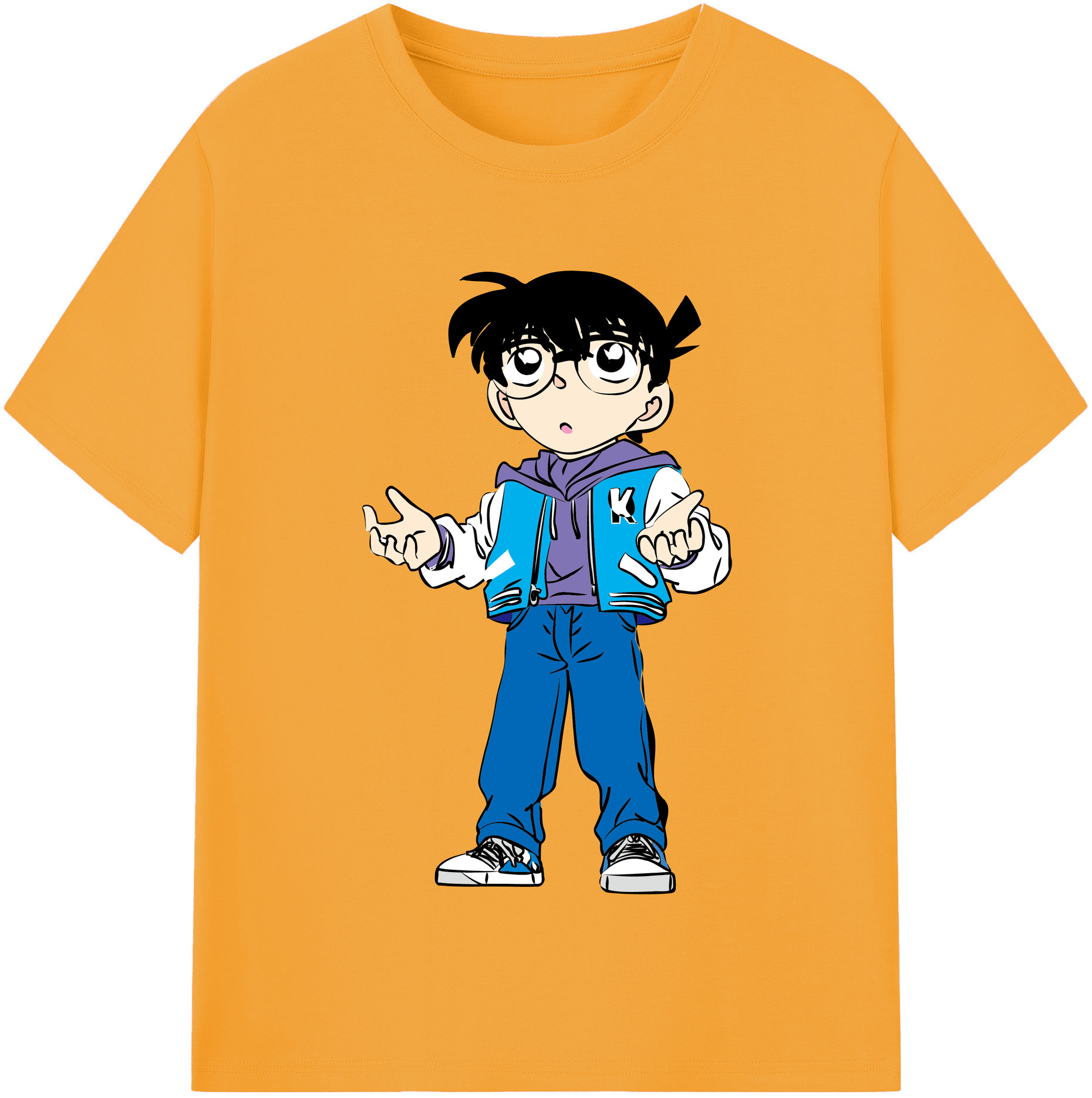 （画像用） 名探偵コナン 江戸川 コナン Detective Conan Conan Edogawa 綿100％半袖Tシャツ（フロントプリント）