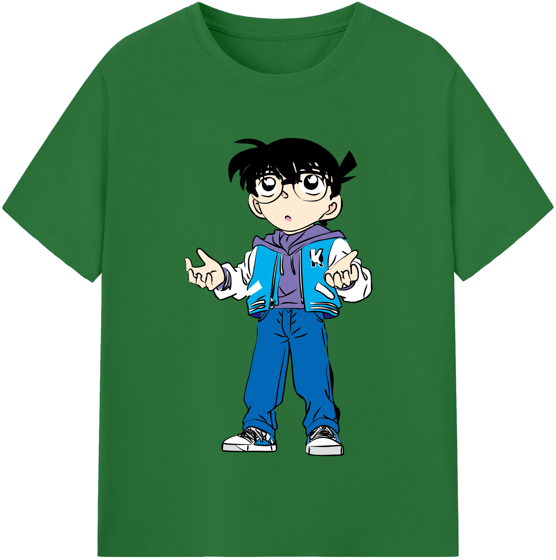 （画像用） 名探偵コナン 江戸川 コナン Detective Conan Conan Edogawa 綿100％半袖Tシャツ（フロントプリント）