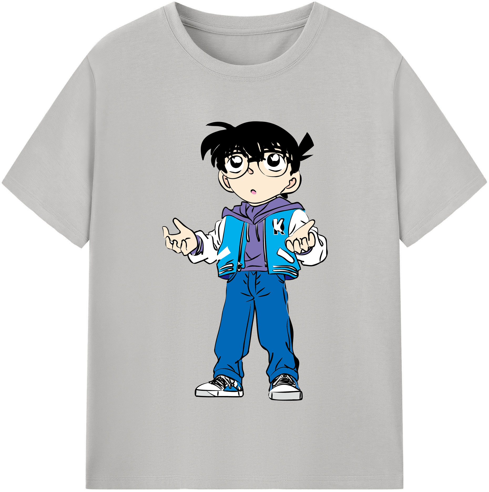 （画像用） 名探偵コナン 江戸川 コナン Detective Conan Conan Edogawa 綿100％半袖Tシャツ（フロントプリント）