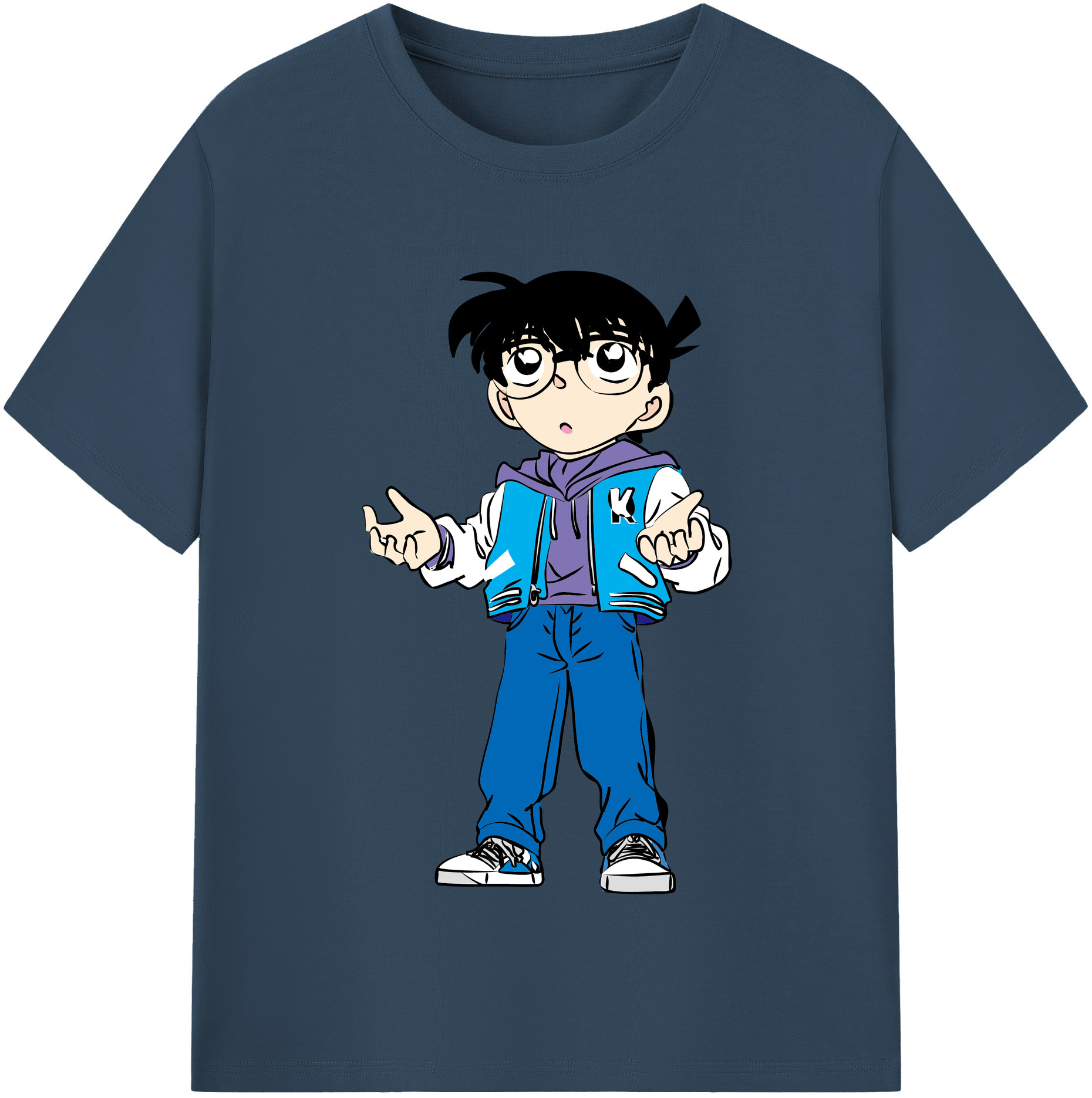 （画像用） 名探偵コナン 江戸川 コナン Detective Conan Conan Edogawa 綿100％半袖Tシャツ（フロントプリント）