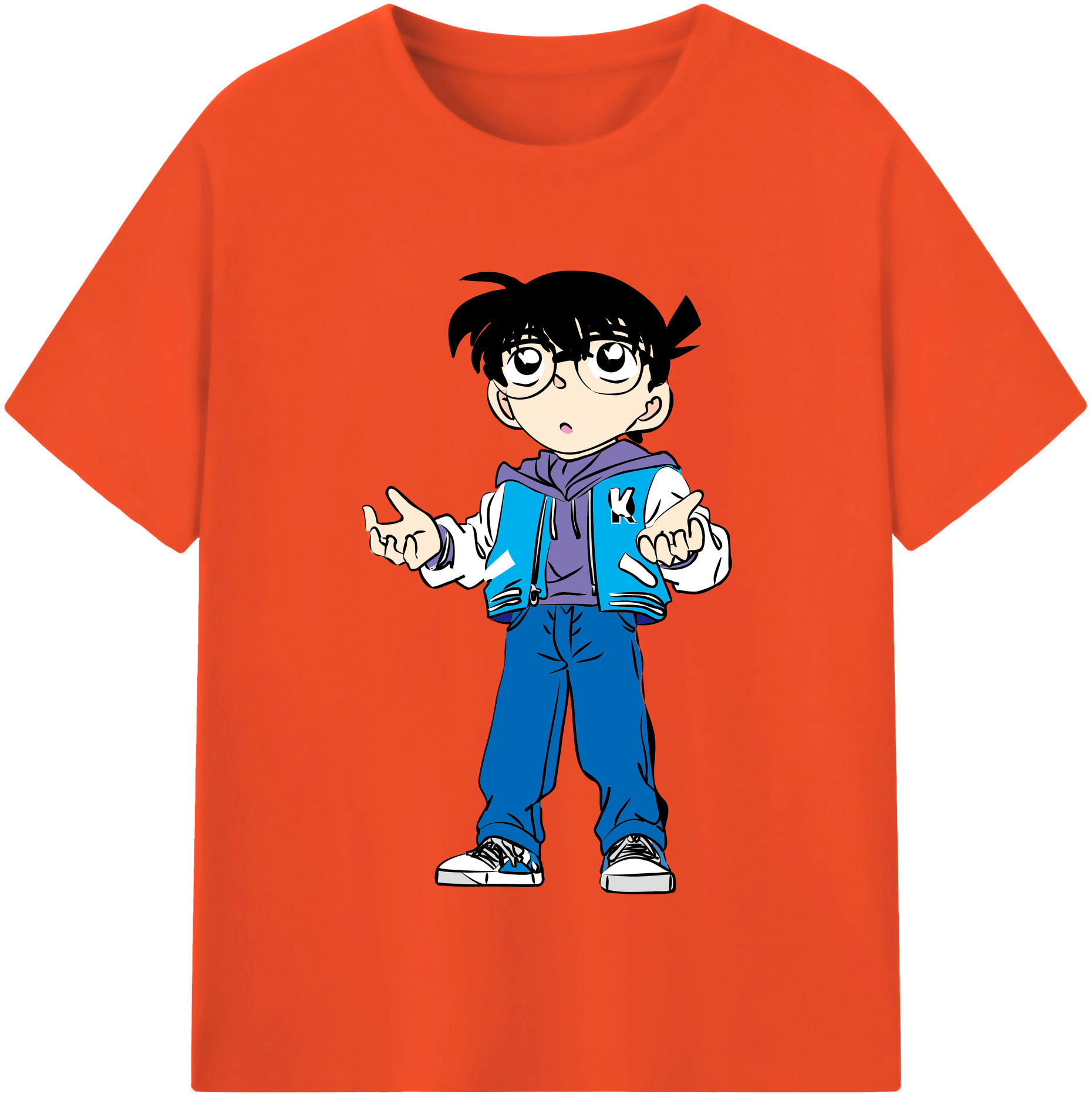 （画像用） 名探偵コナン 江戸川 コナン Detective Conan Conan Edogawa 綿100％半袖Tシャツ（フロントプリント）