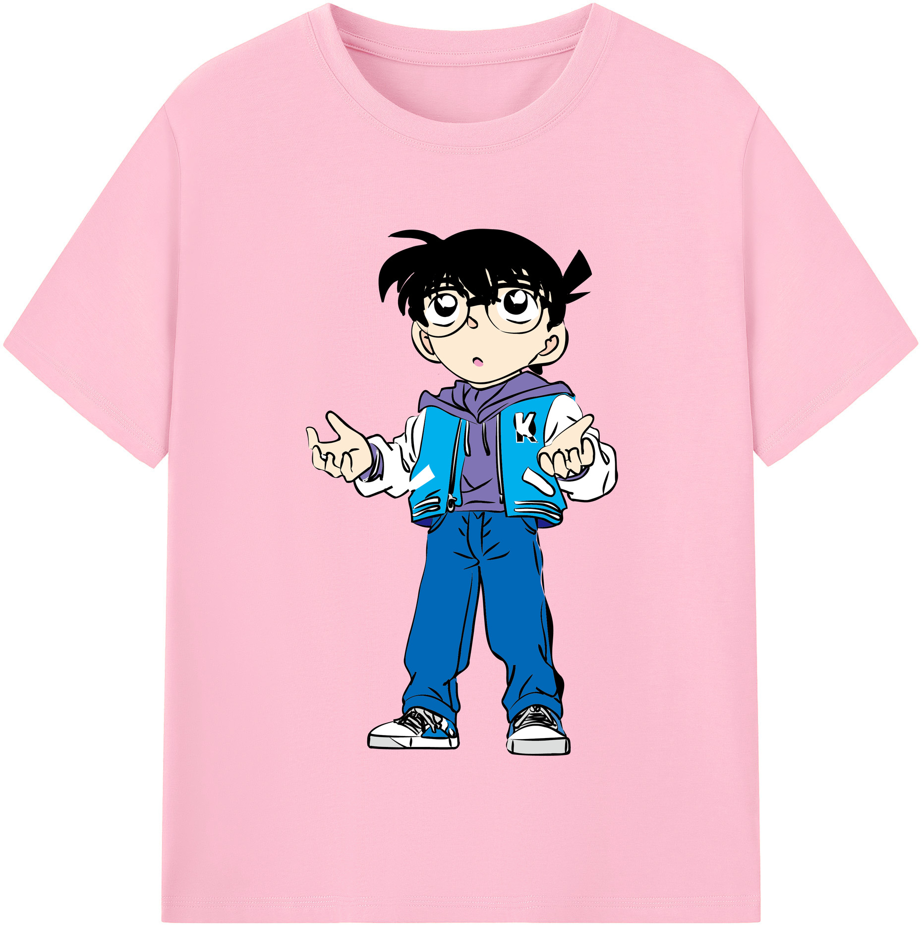 （画像用） 名探偵コナン 江戸川 コナン Detective Conan Conan Edogawa 綿100％半袖Tシャツ（フロントプリント）