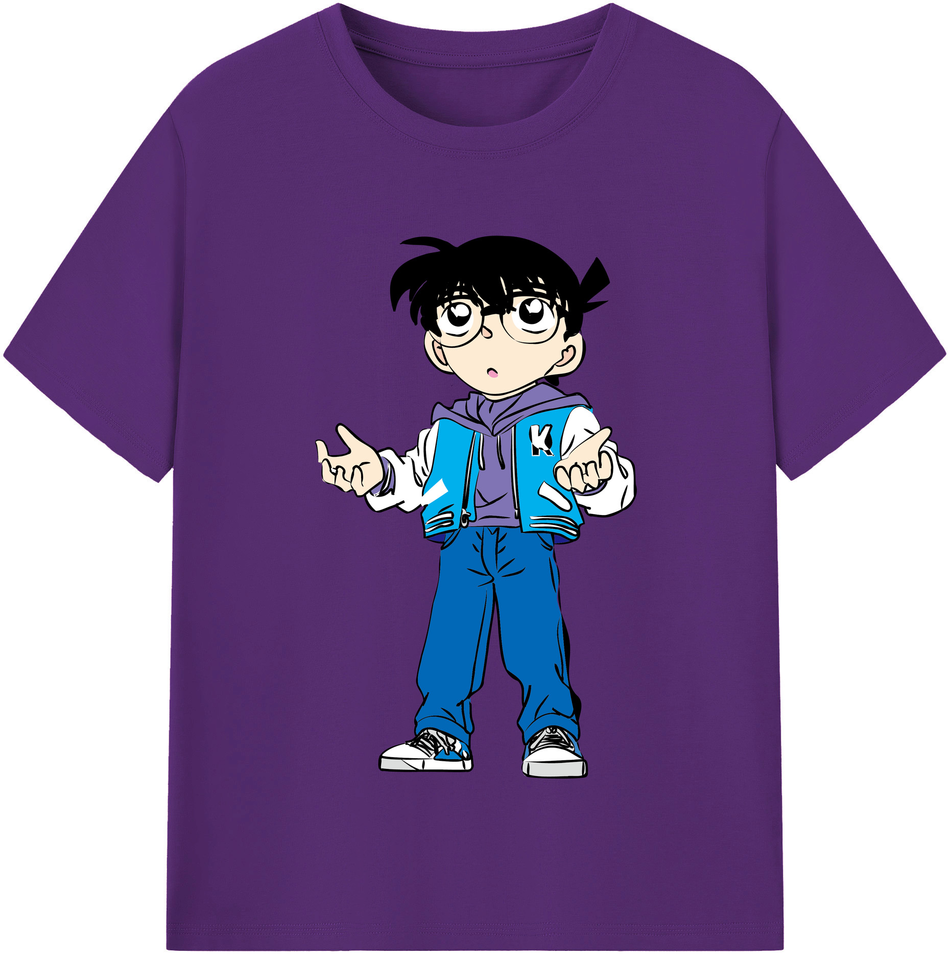 （画像用） 名探偵コナン 江戸川 コナン Detective Conan Conan Edogawa 綿100％半袖Tシャツ（フロントプリント）