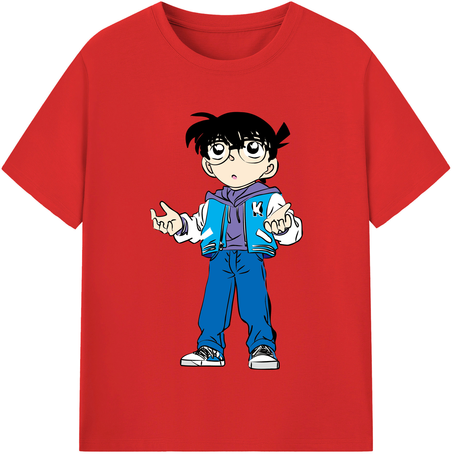 （画像用） 名探偵コナン 江戸川 コナン Detective Conan Conan Edogawa 綿100％半袖Tシャツ（フロントプリント）