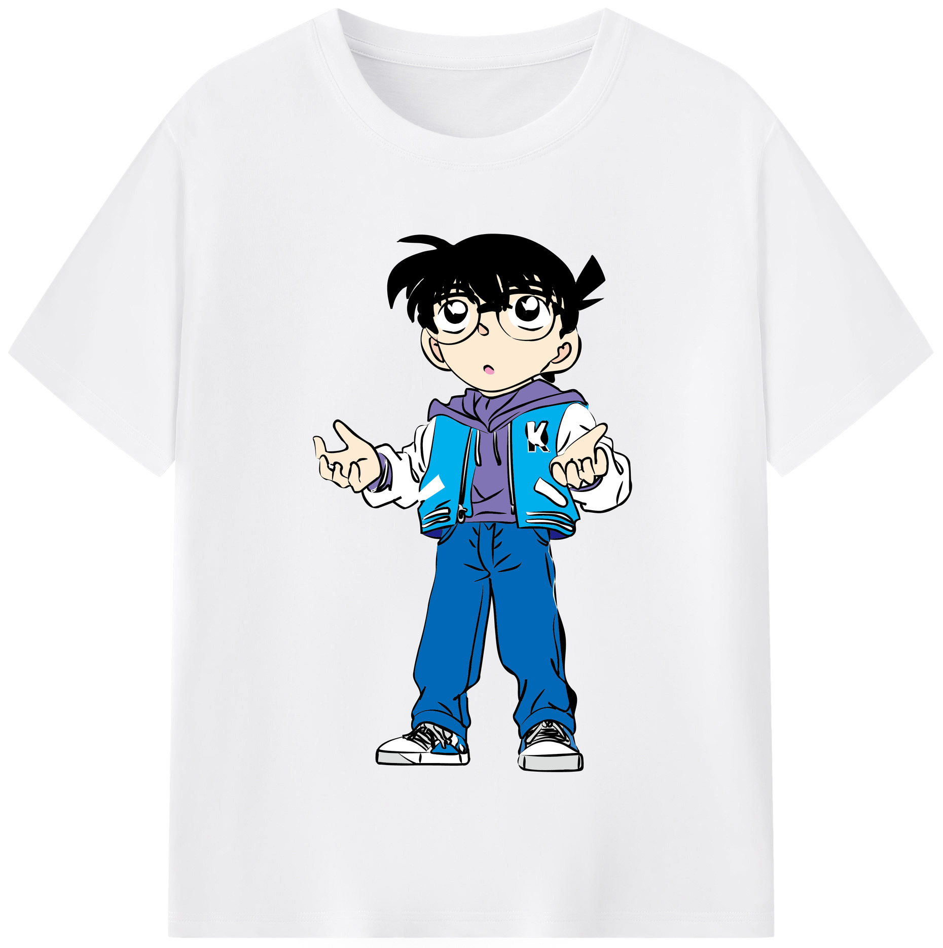 （画像用） 名探偵コナン 江戸川 コナン Detective Conan Conan Edogawa 綿100％半袖Tシャツ（フロントプリント）