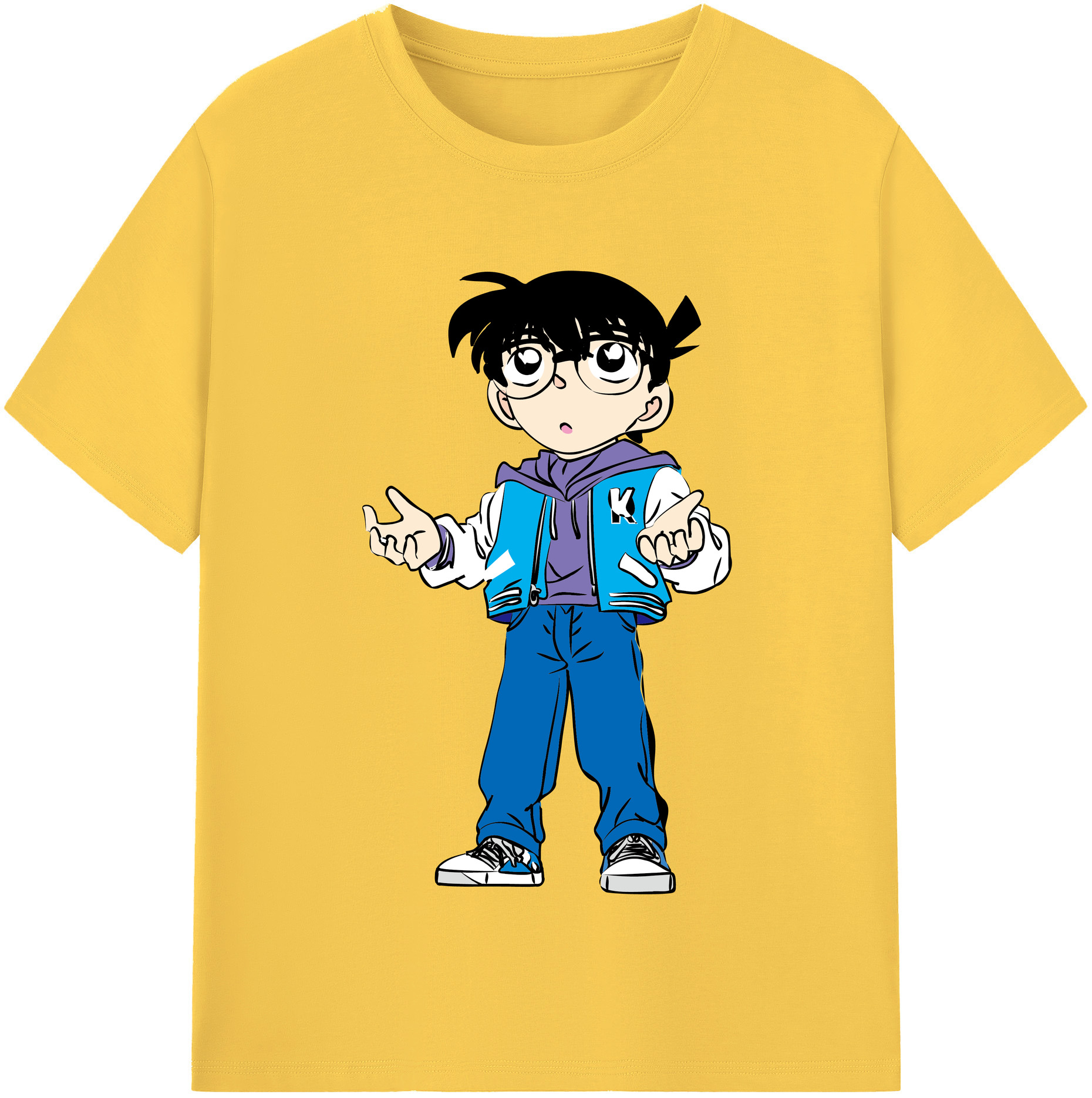 （画像用） 名探偵コナン 江戸川 コナン Detective Conan Conan Edogawa 綿100％半袖Tシャツ（フロントプリント）